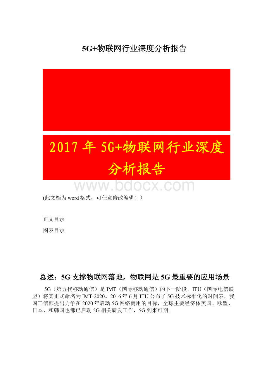 5G+物联网行业深度分析报告Word格式.docx