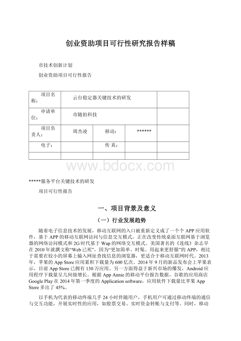 创业资助项目可行性研究报告样稿Word文档下载推荐.docx