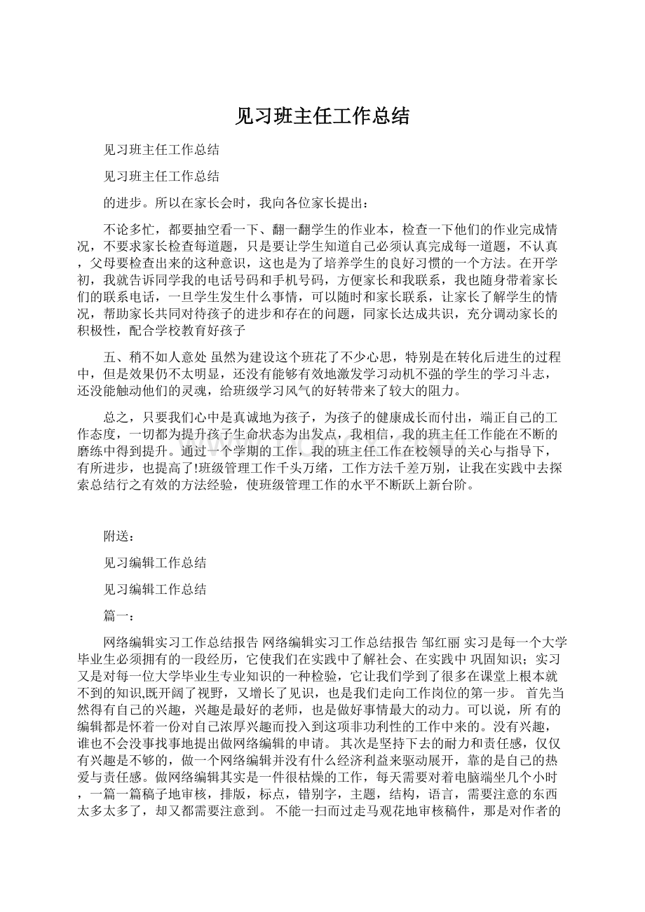 见习班主任工作总结Word格式.docx_第1页