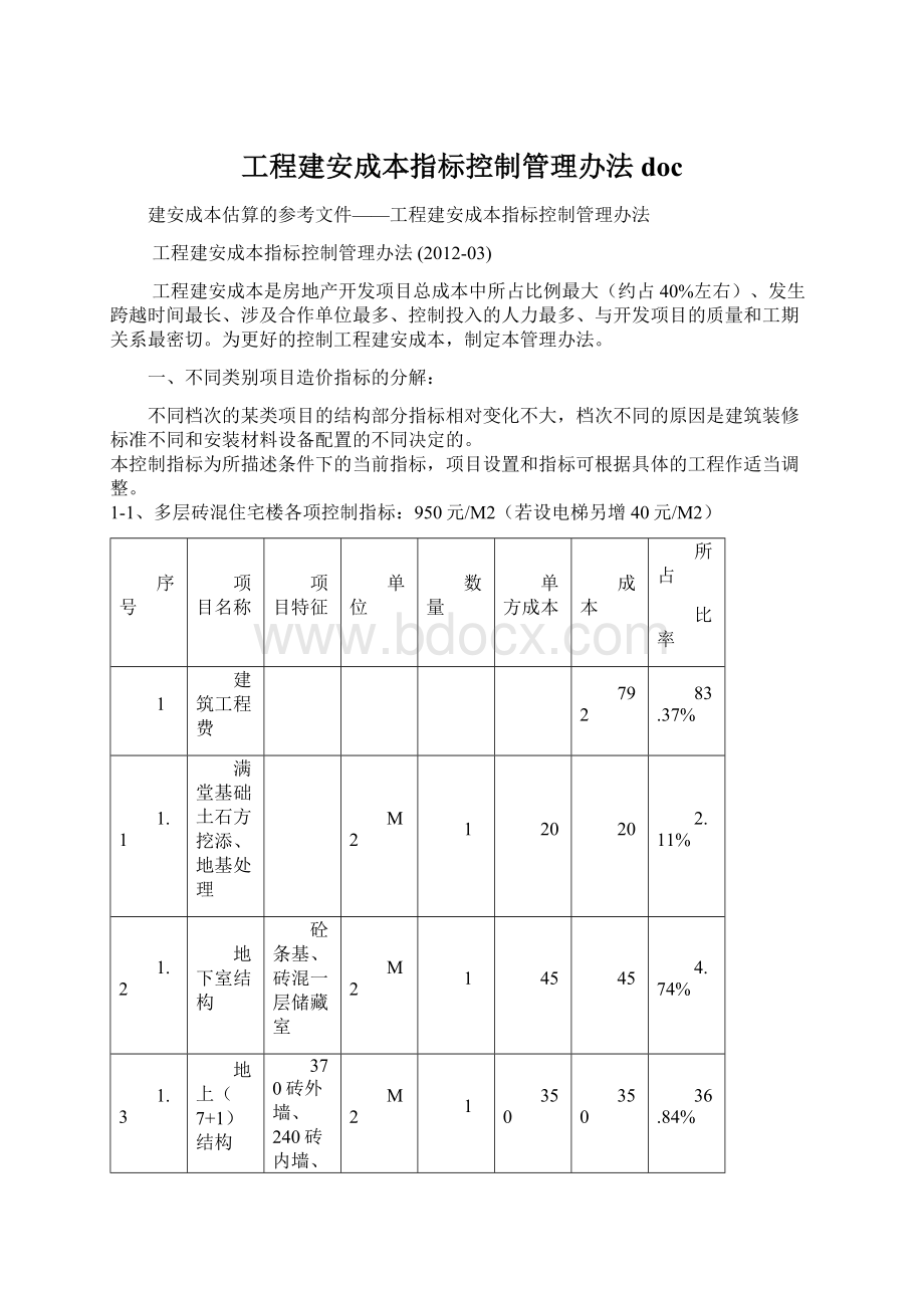 工程建安成本指标控制管理办法docWord文档下载推荐.docx