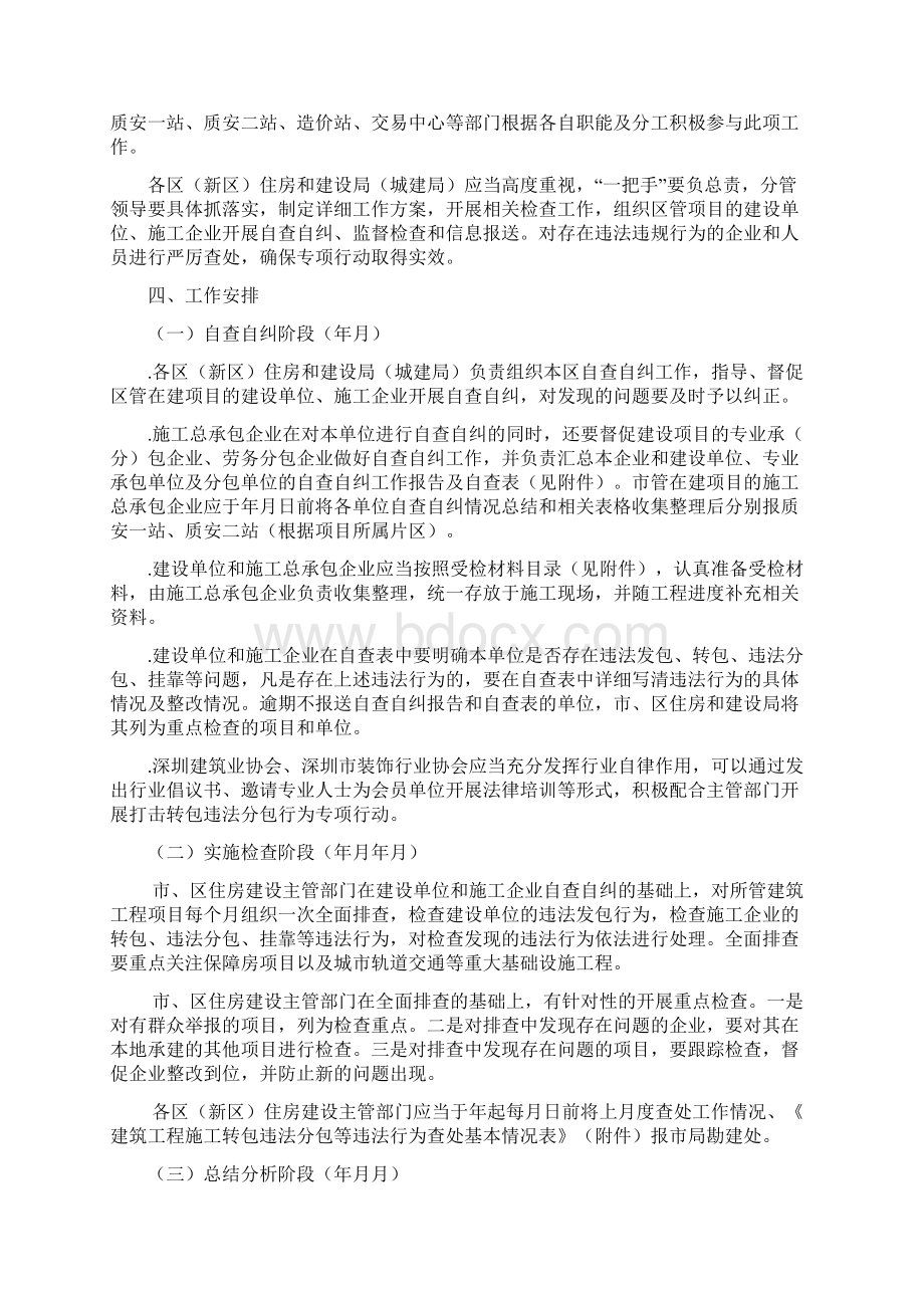 深圳市开展严厉打击建筑施工转包违法分包行为专项行动工作方案.docx_第2页