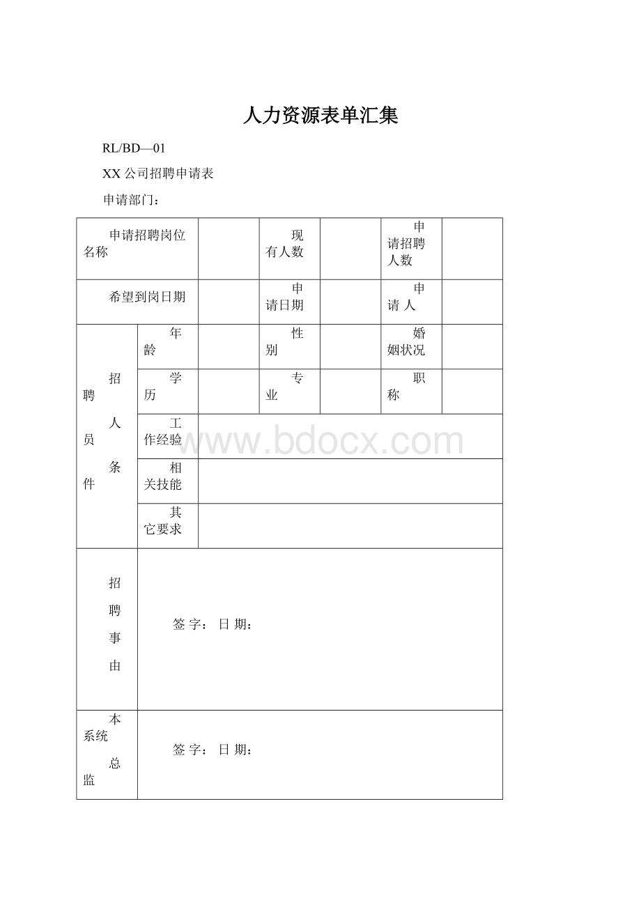 人力资源表单汇集.docx_第1页