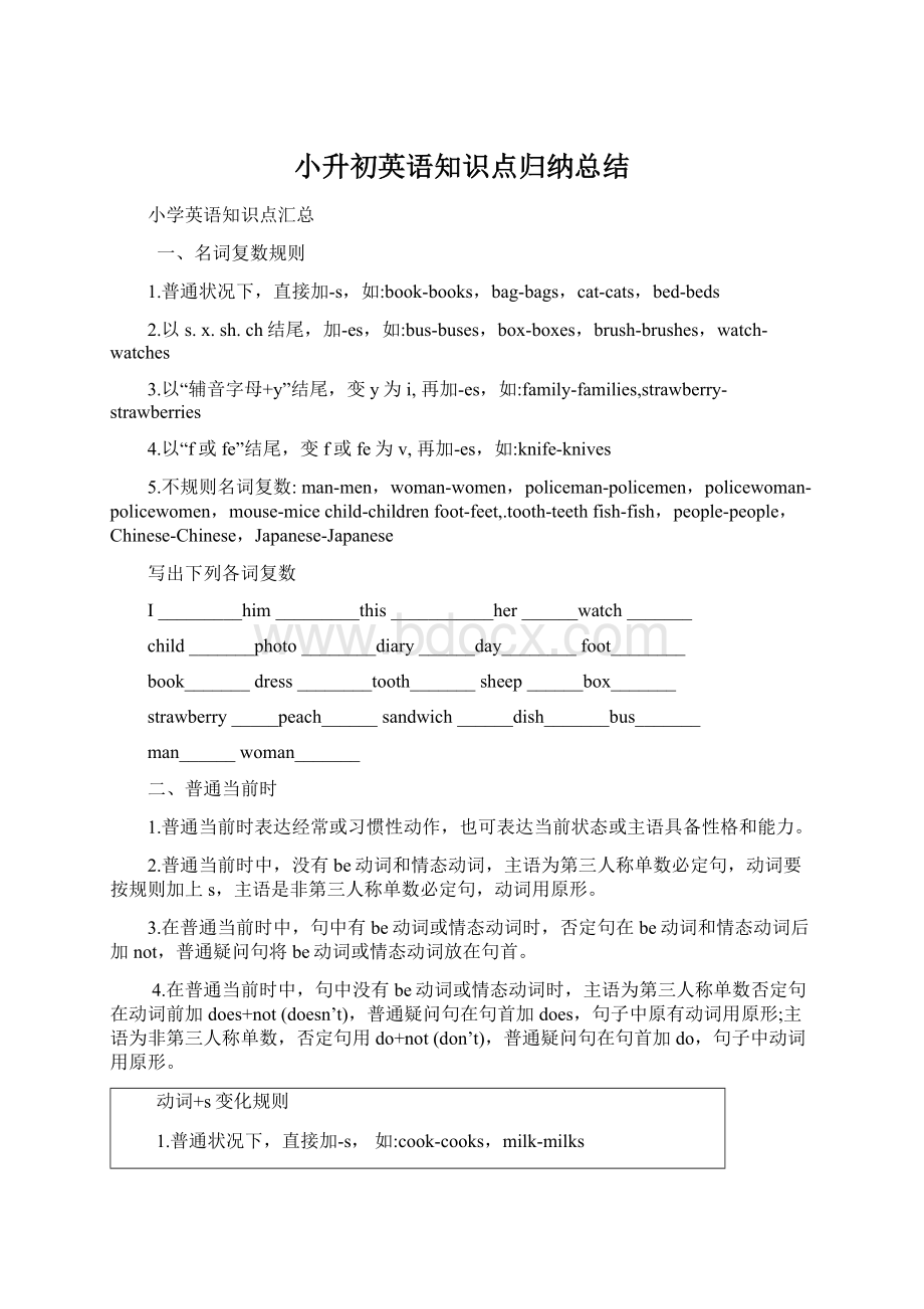 小升初英语知识点归纳总结Word格式.docx_第1页