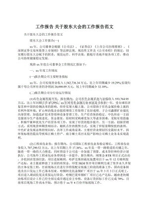 工作报告 关于股东大会的工作报告范文Word格式.docx