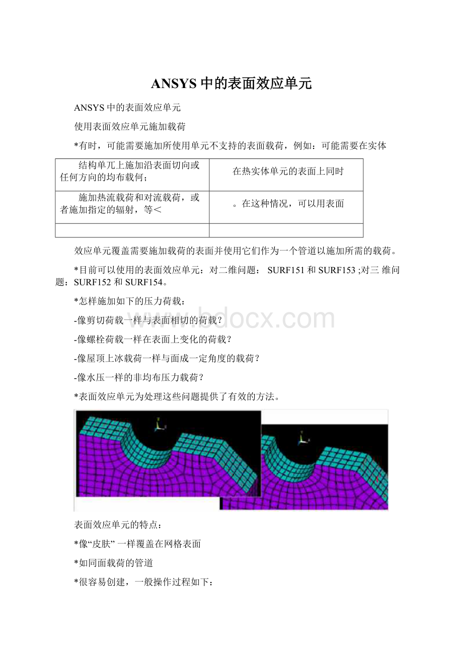 ANSYS中的表面效应单元Word下载.docx