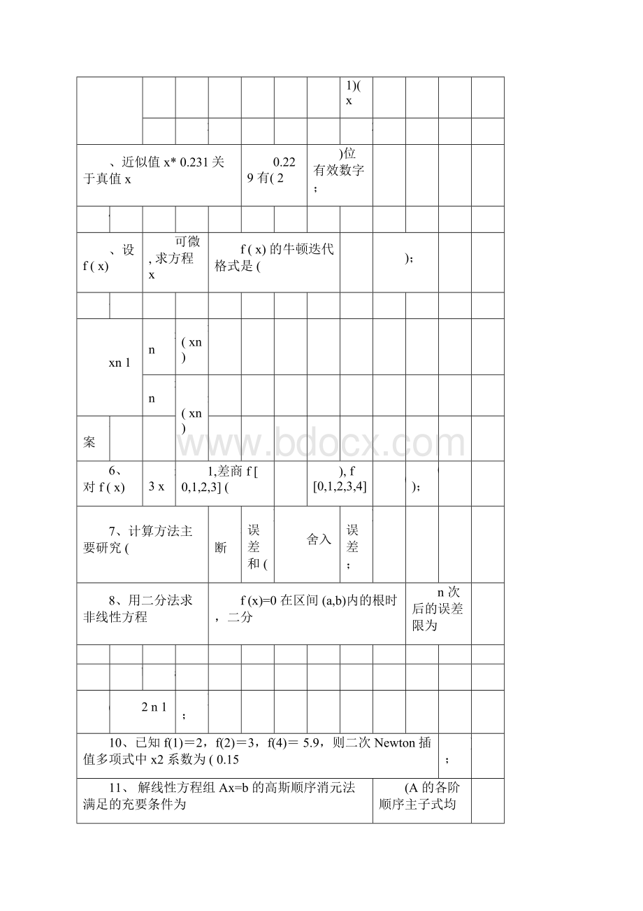 《数值计算方法计划》试题集及答案docx.docx_第2页