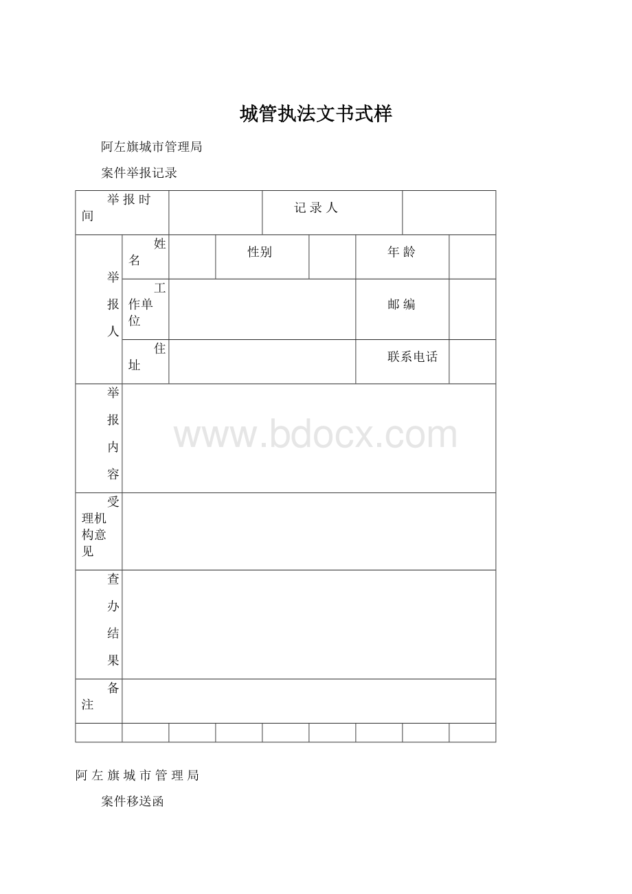 城管执法文书式样.docx_第1页