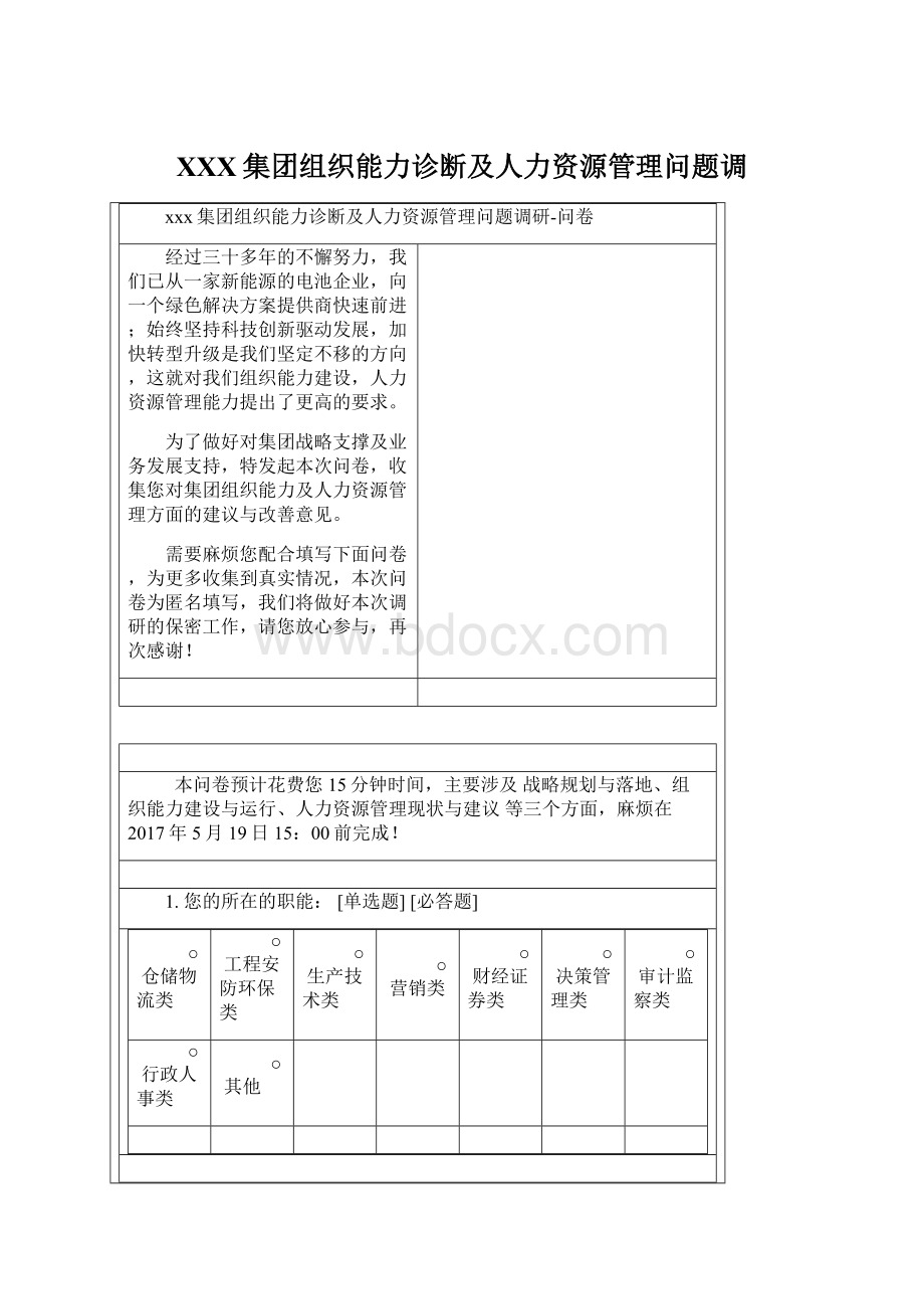 XXX集团组织能力诊断及人力资源管理问题调.docx