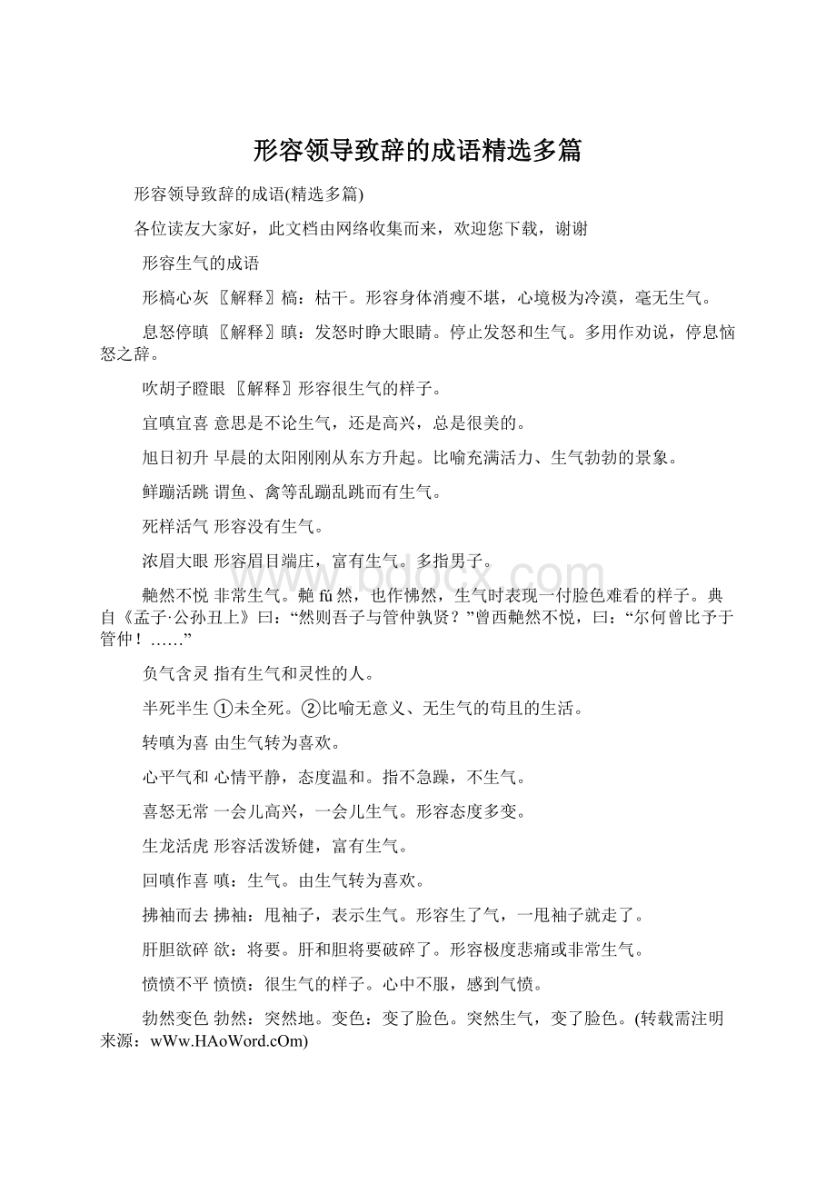 形容领导致辞的成语精选多篇.docx