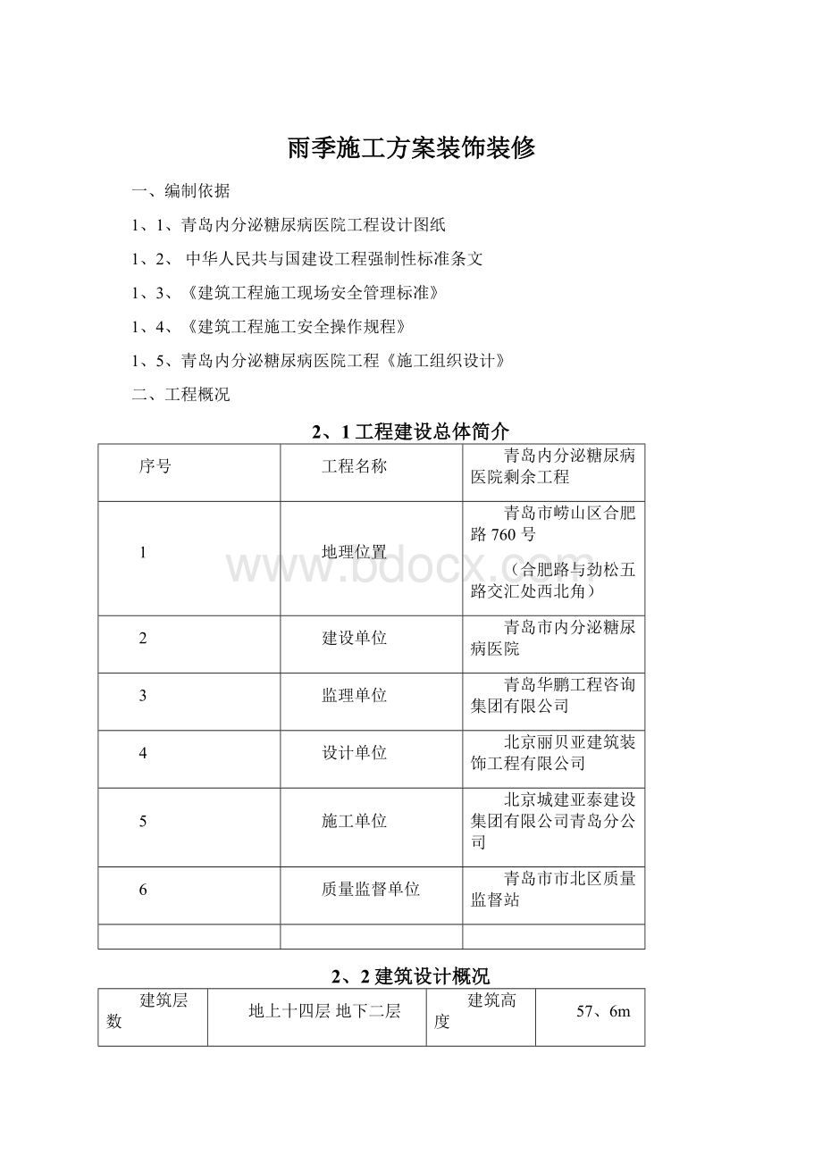 雨季施工方案装饰装修Word下载.docx