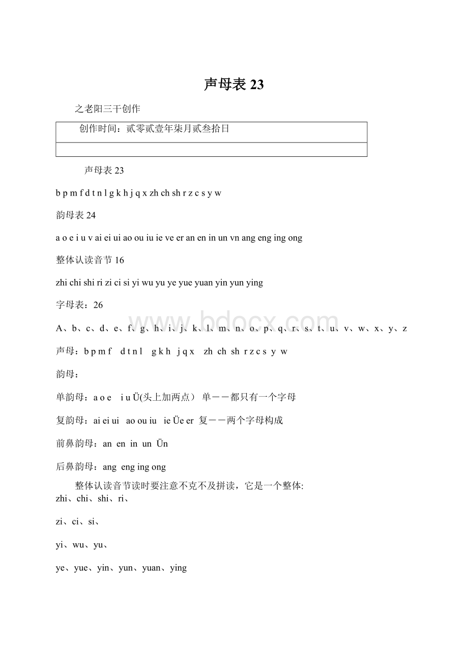 声母表 23Word文档下载推荐.docx