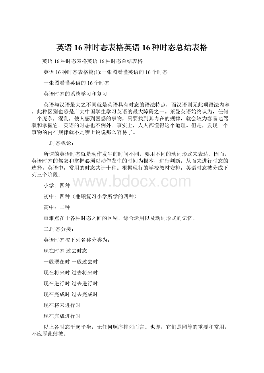 英语16种时态表格英语16种时态总结表格.docx