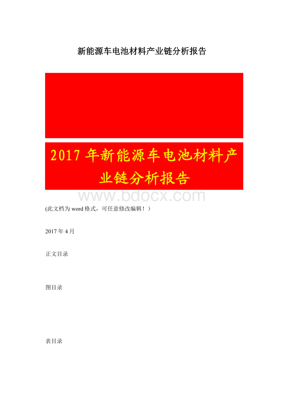 新能源车电池材料产业链分析报告文档格式.docx