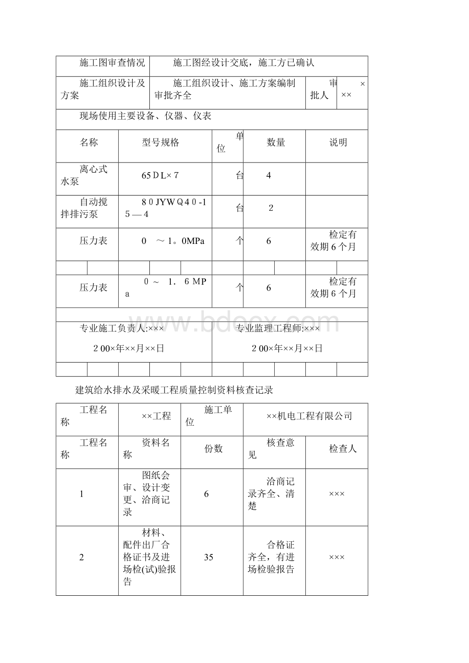 江苏省建筑给水排水及采暖工程验收资料填写规范汇总Word文档下载推荐.docx_第2页