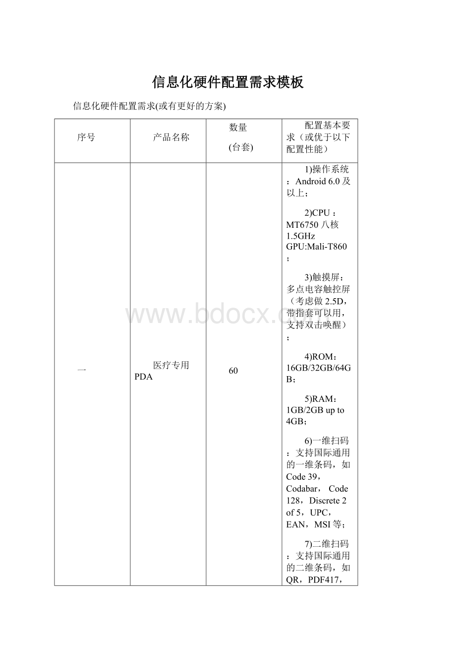 信息化硬件配置需求模板Word文件下载.docx_第1页