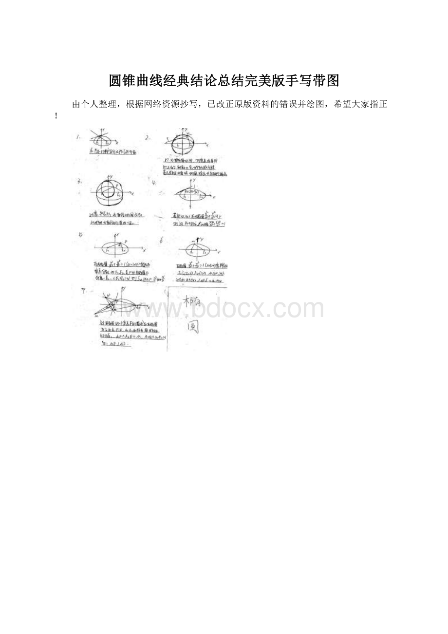 圆锥曲线经典结论总结完美版手写带图文档格式.docx