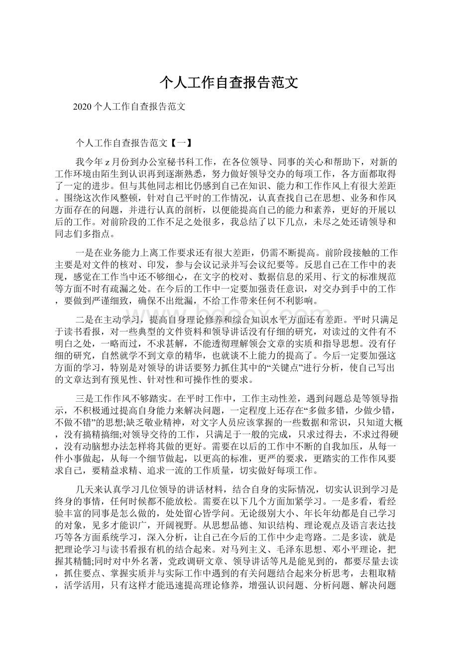 个人工作自查报告范文.docx