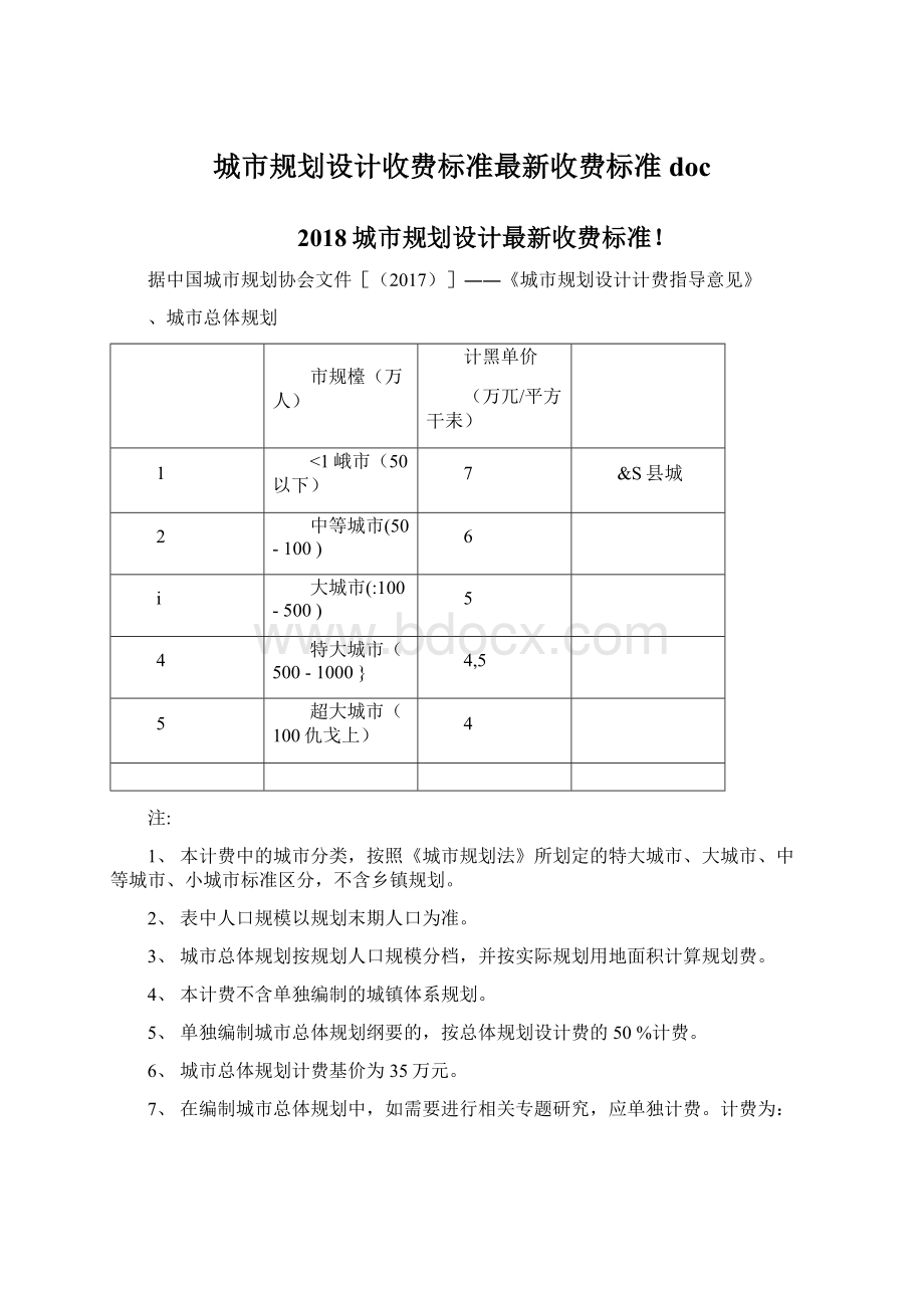 城市规划设计收费标准最新收费标准doc.docx_第1页