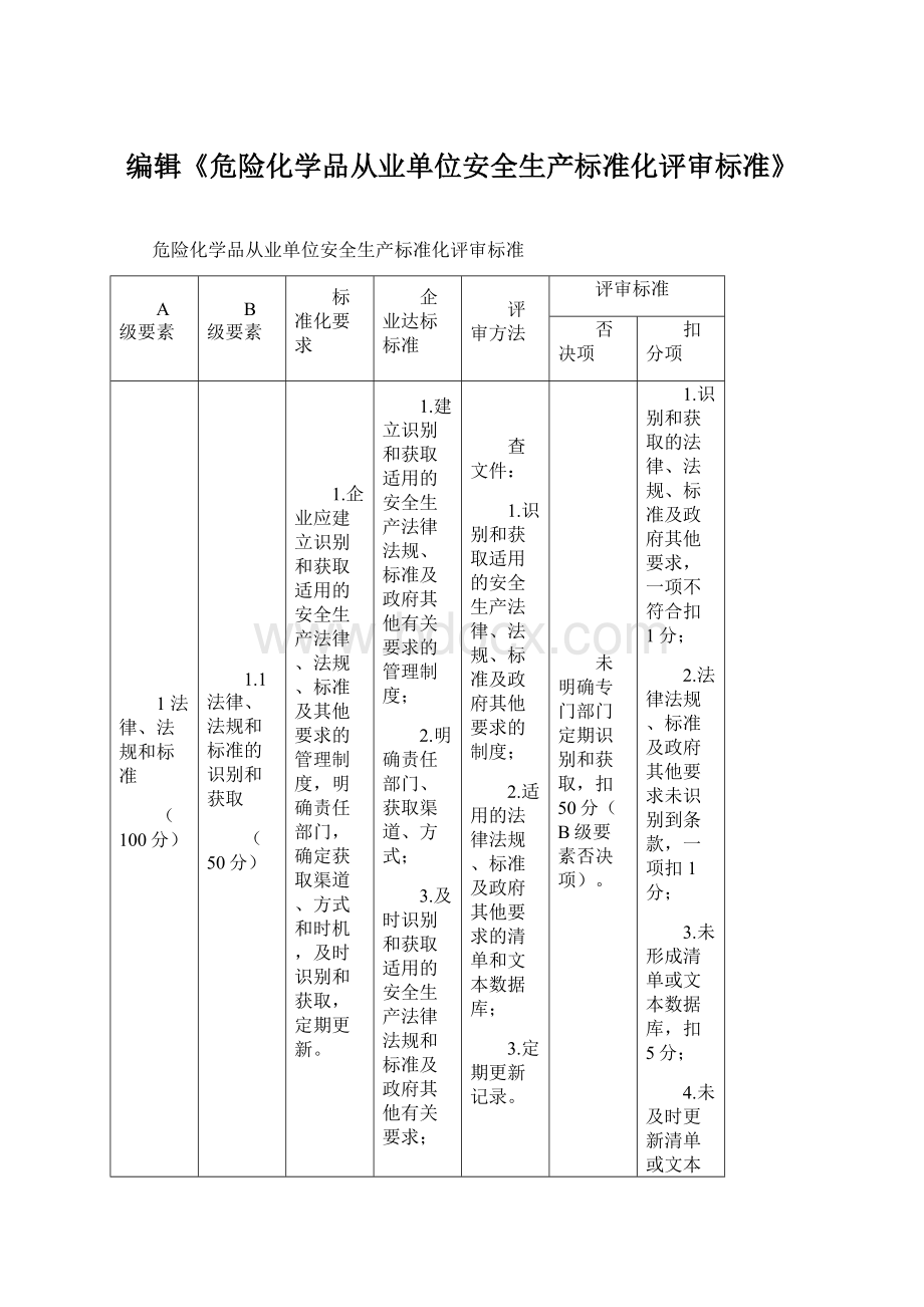 编辑《危险化学品从业单位安全生产标准化评审标准》.docx_第1页