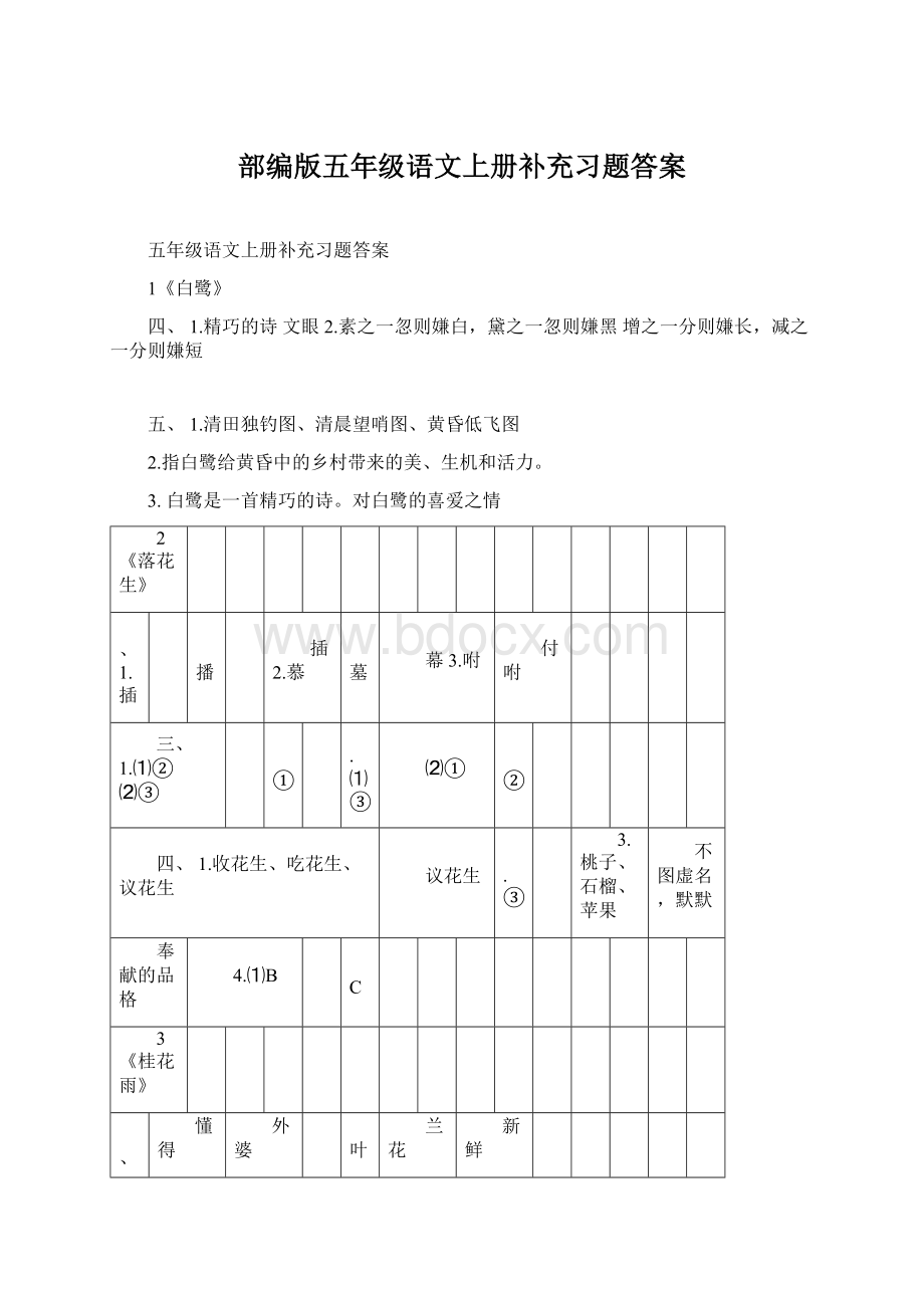 部编版五年级语文上册补充习题答案.docx_第1页