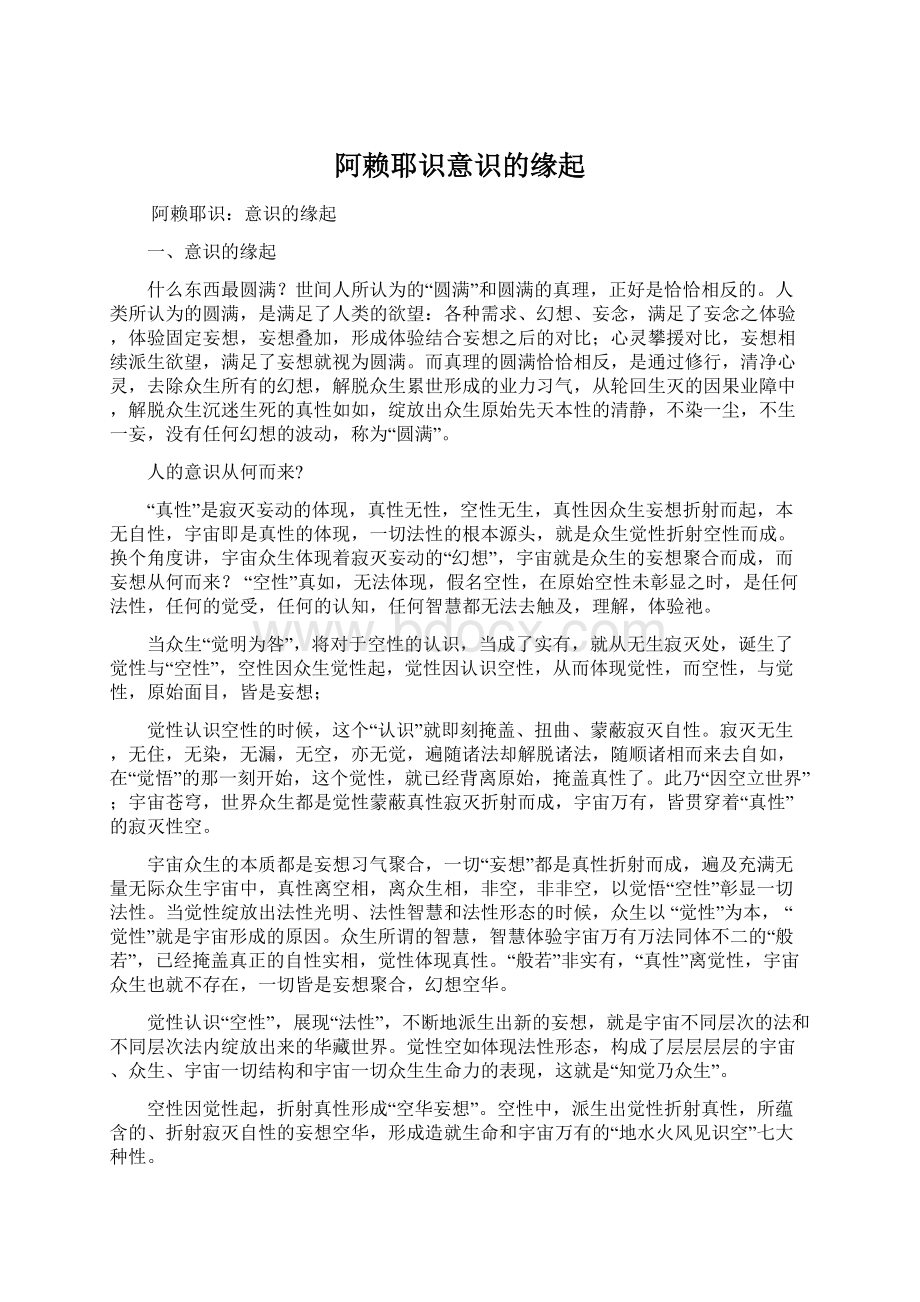 阿赖耶识意识的缘起Word文档下载推荐.docx