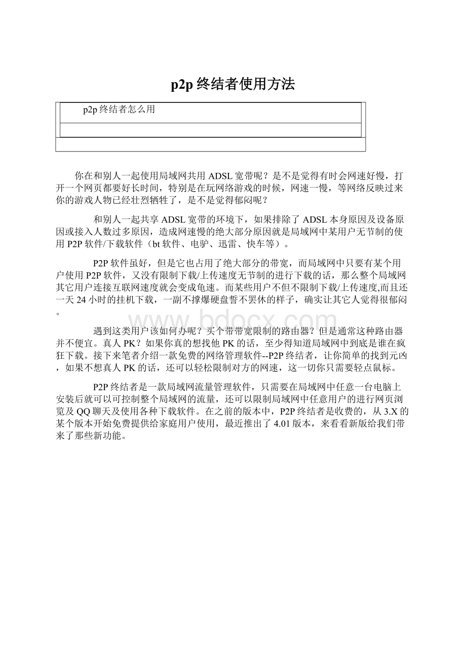 p2p终结者使用方法Word文档格式.docx