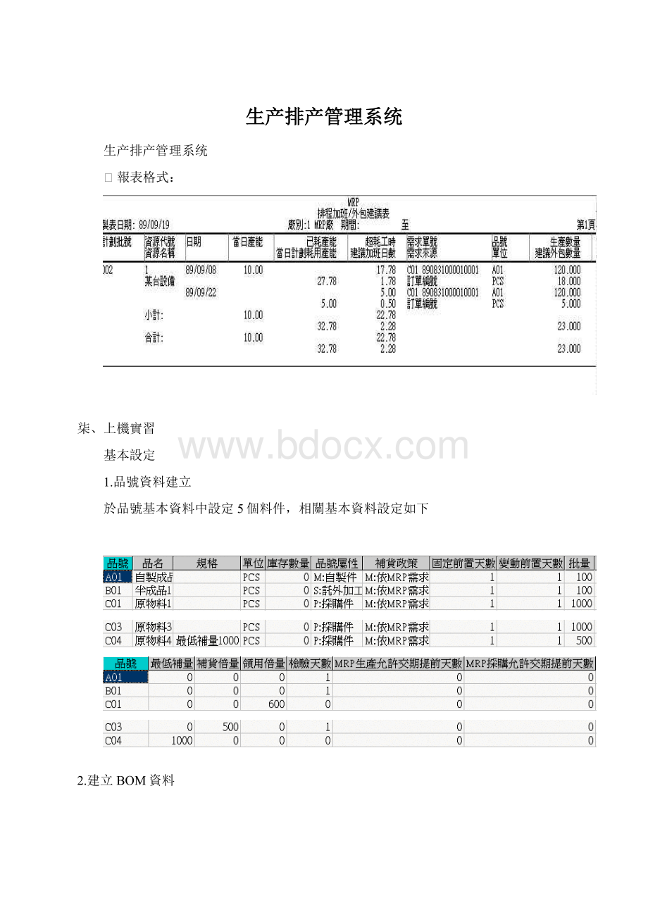 生产排产管理系统Word文档格式.docx