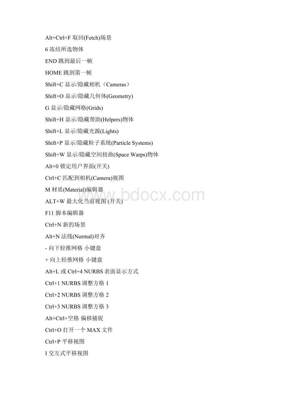 3dMax常用快捷键大全Word格式.docx_第2页