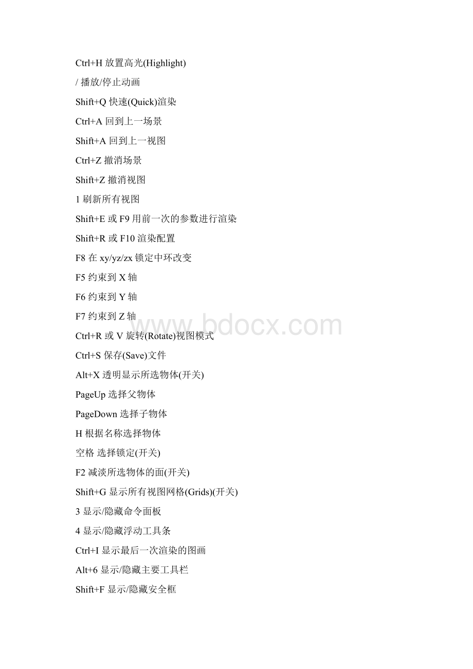 3dMax常用快捷键大全Word格式.docx_第3页