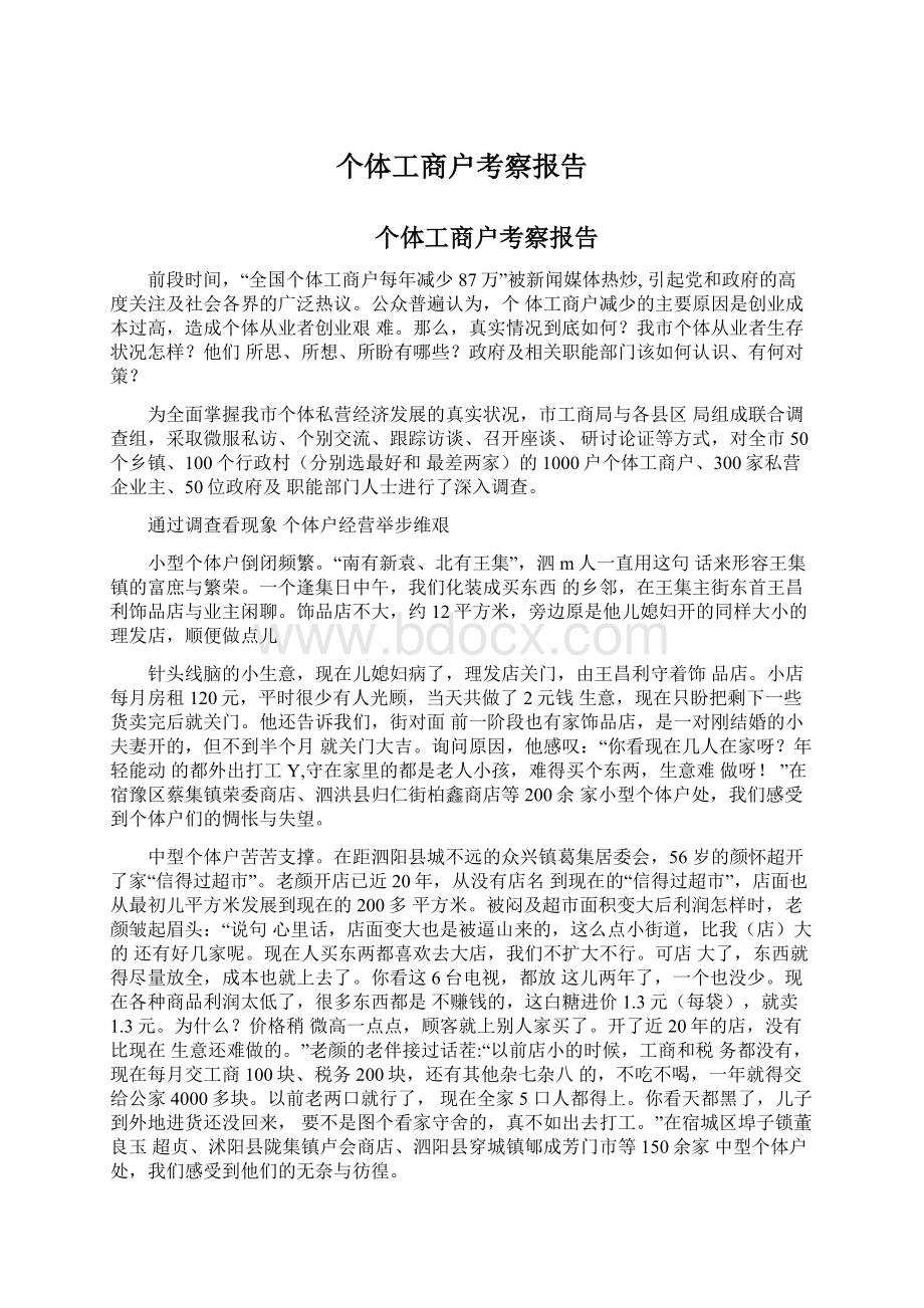 个体工商户考察报告Word文档下载推荐.docx