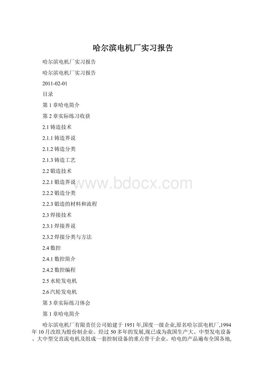 哈尔滨电机厂实习报告.docx_第1页