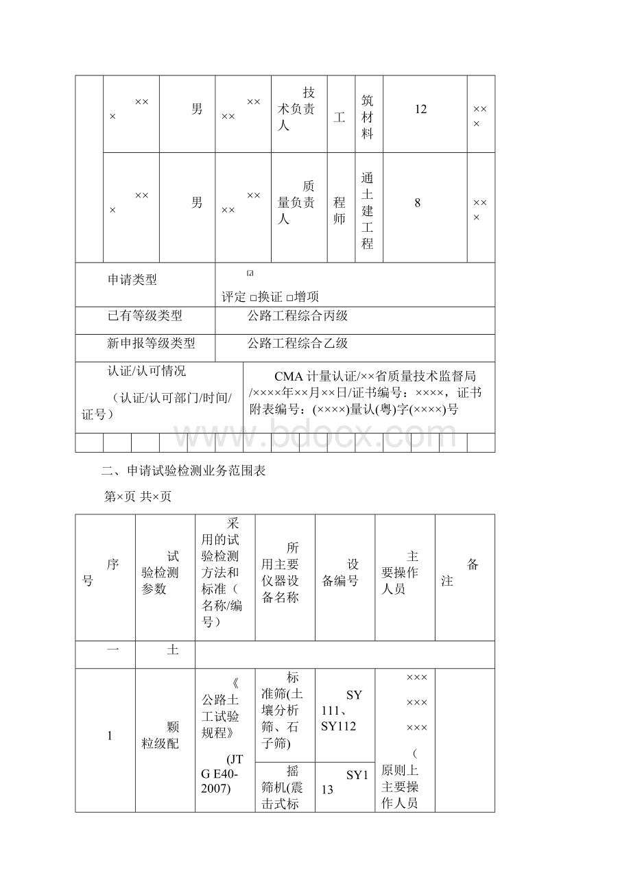 公路水运工程试验检测机构等级评定申报资料范本Word文档格式.docx_第3页