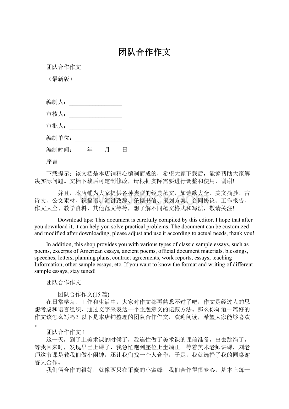 团队合作作文Word文档格式.docx