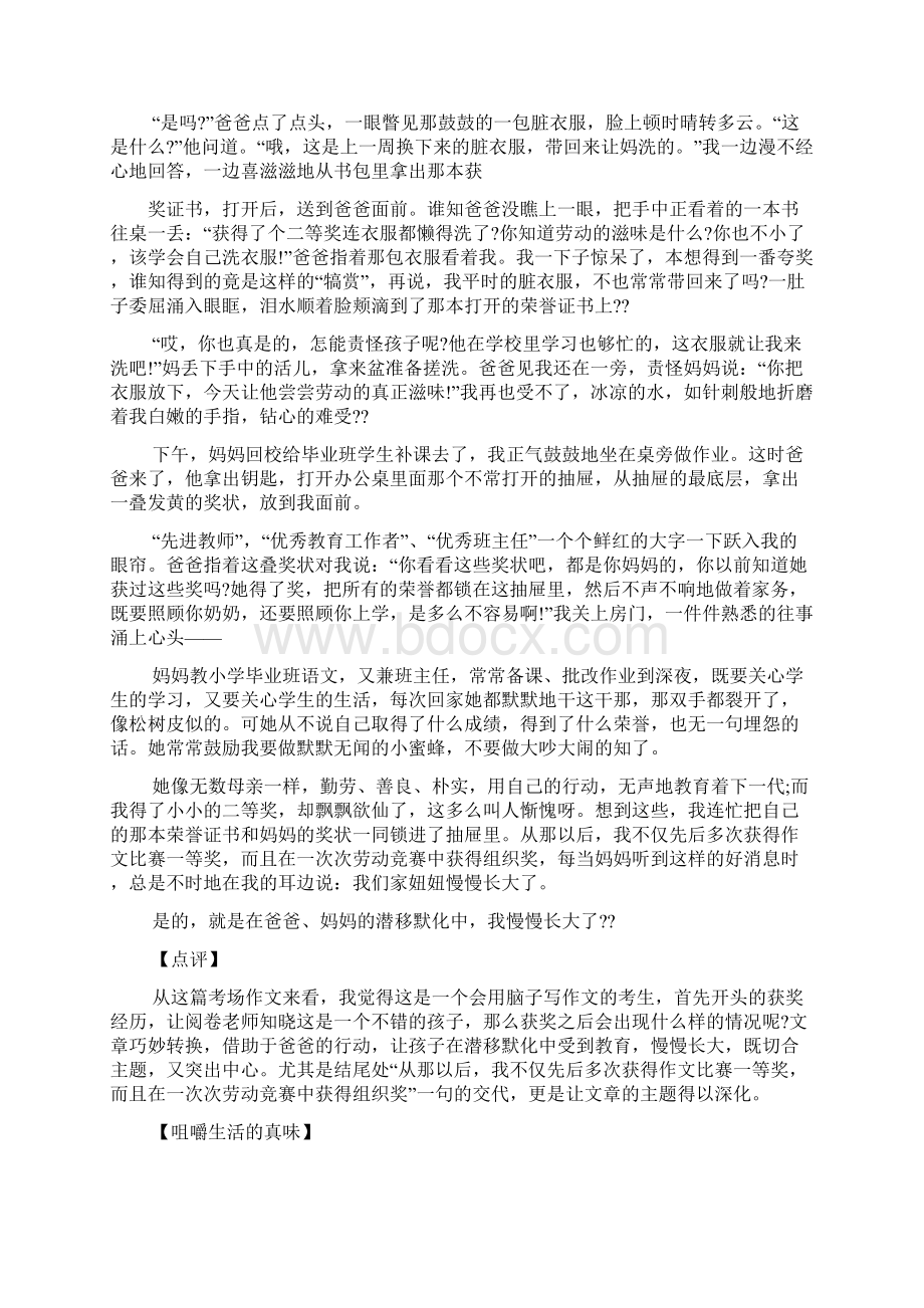 中考作文之中考满分记叙文评语Word文档下载推荐.docx_第2页