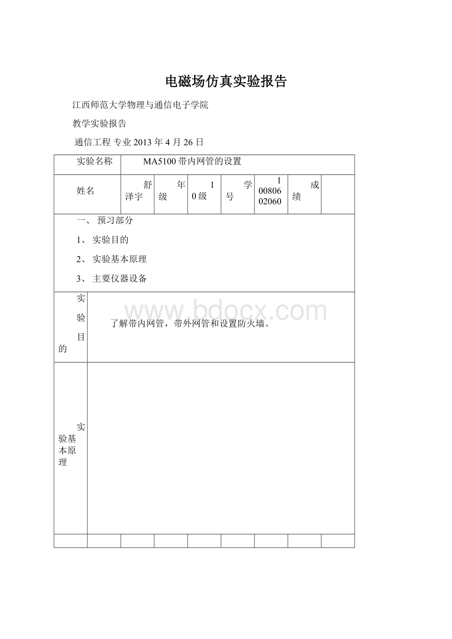 电磁场仿真实验报告文档格式.docx