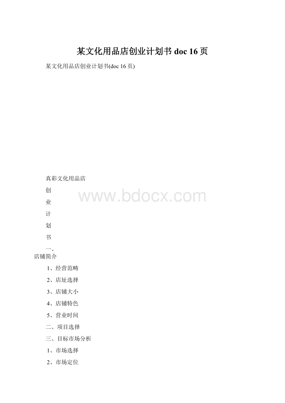 某文化用品店创业计划书doc 16页.docx