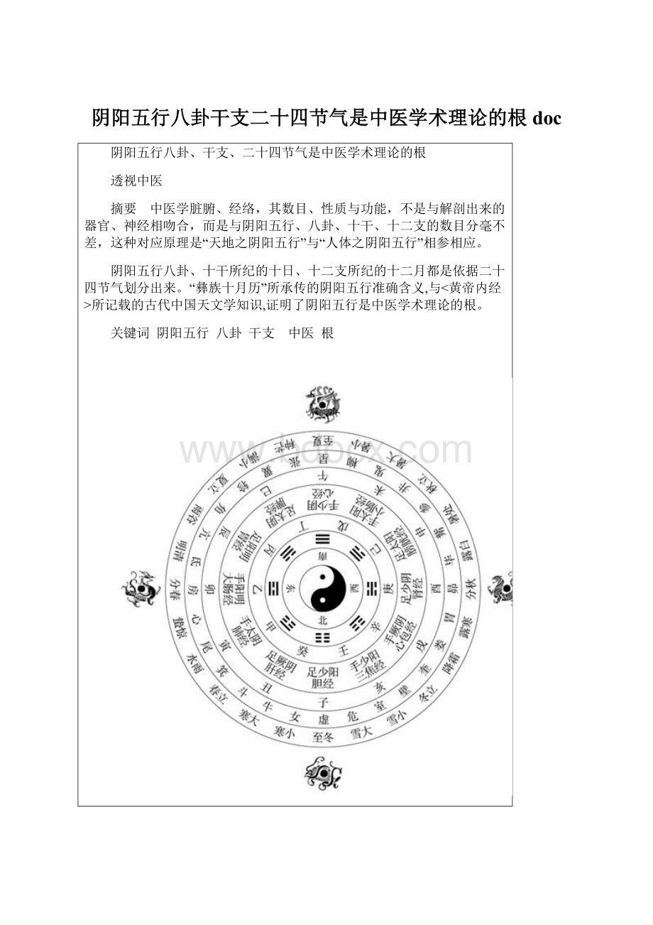 阴阳五行八卦干支二十四节气是中医学术理论的根doc.docx