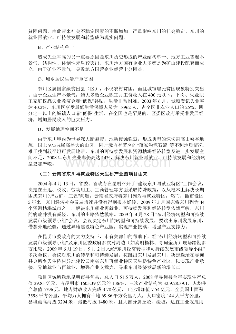 东川再就业特区天生桥特色产业园建设项目可行性报告Word文档格式.docx_第3页