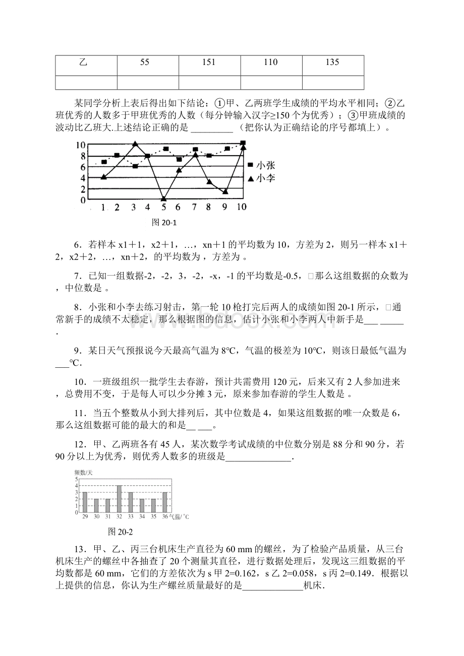 新人教版八下第二十章《数据的分析》考点提要+精练精析经典题目.docx_第2页