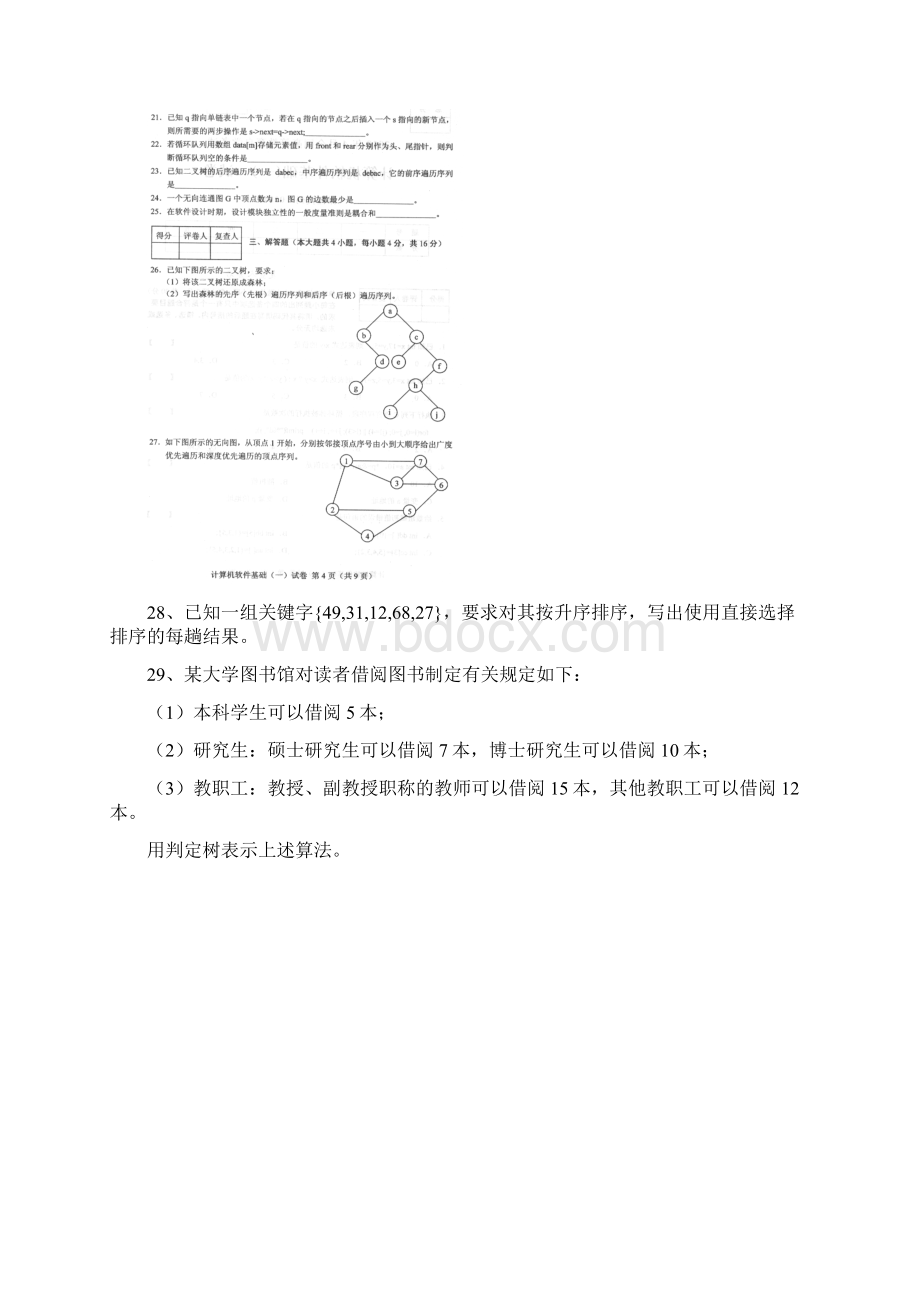 全国计算机软件基础一0224高等教育自学考试试题与答案.docx_第3页