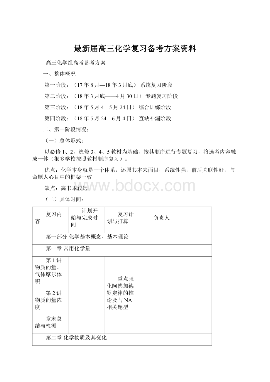 最新届高三化学复习备考方案资料.docx