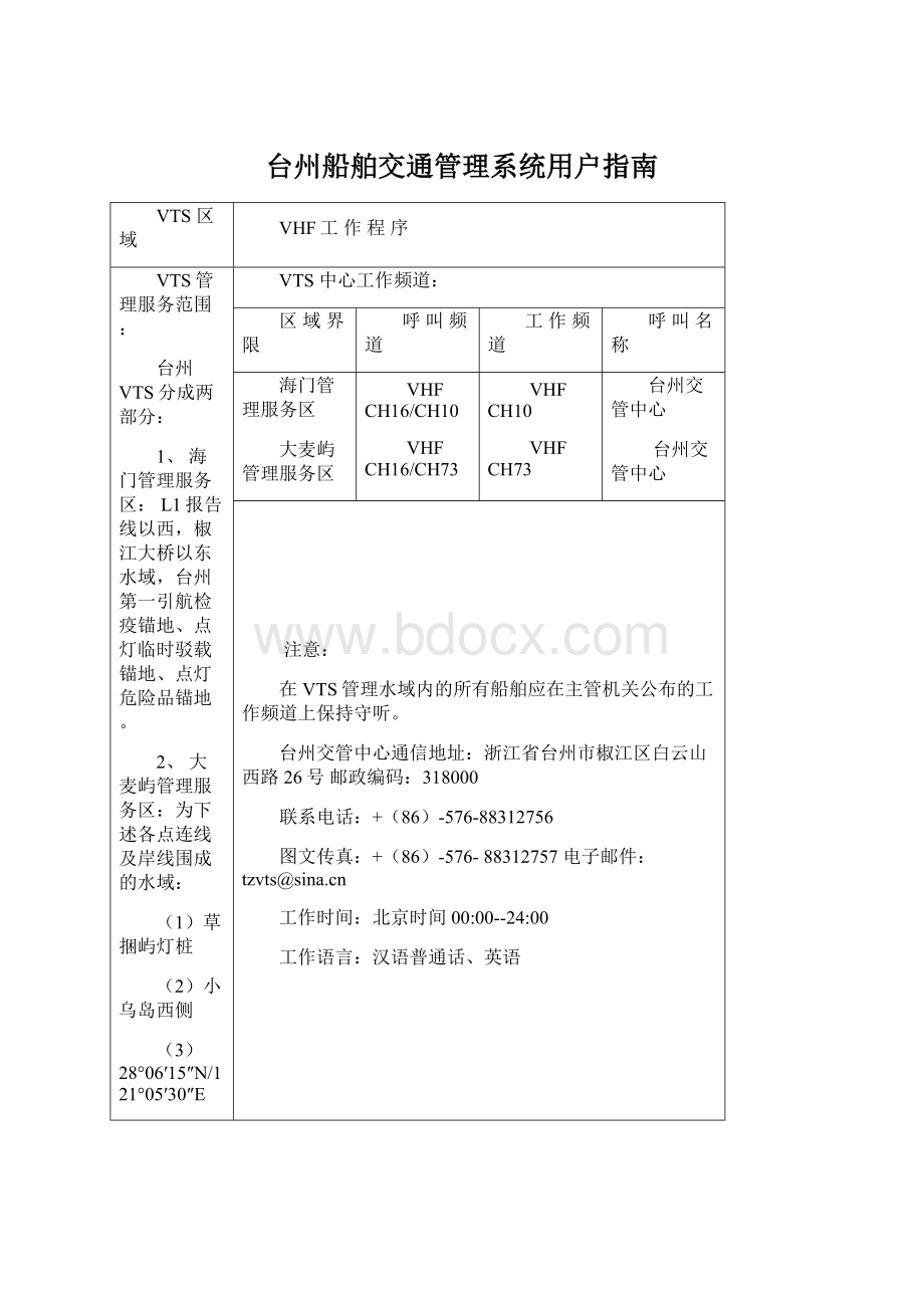 台州船舶交通管理系统用户指南Word文档格式.docx