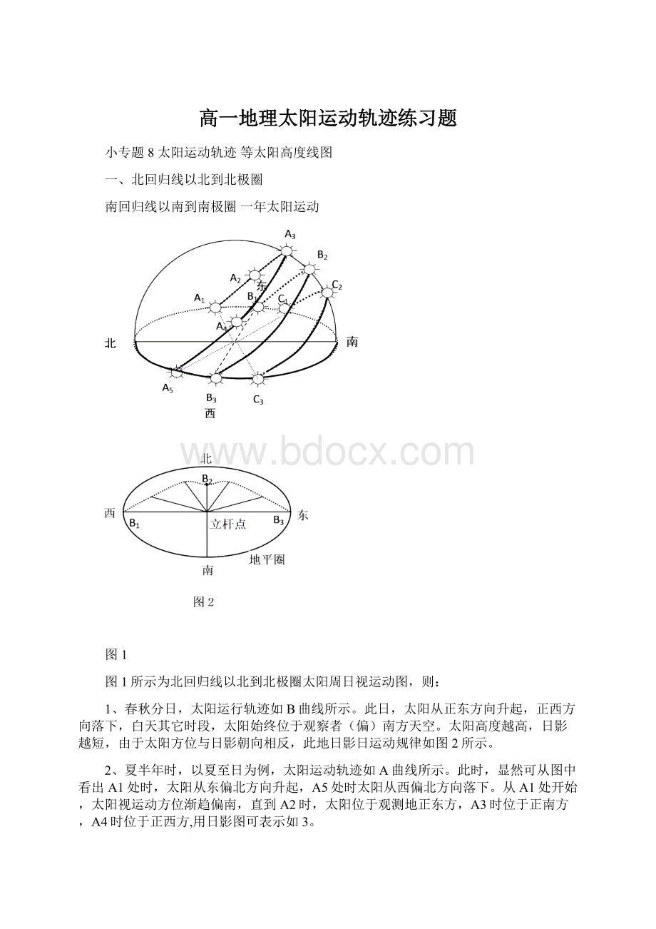 高一地理太阳运动轨迹练习题Word文件下载.docx_第1页