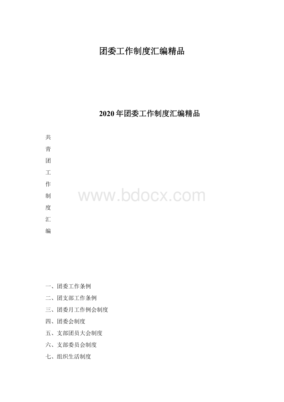 团委工作制度汇编精品Word下载.docx