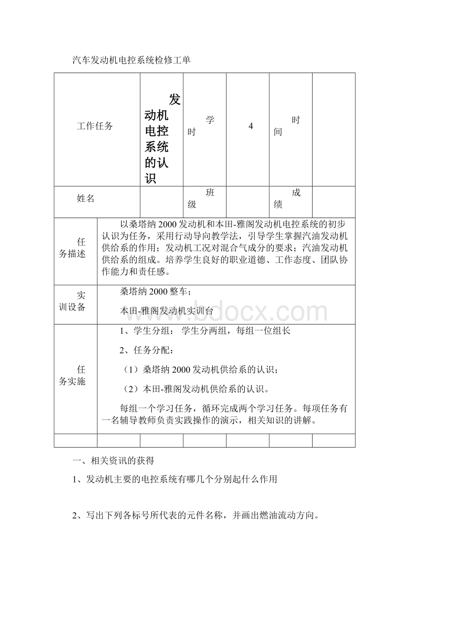 汽车发动机电控系统检修工单Word文件下载.docx_第2页