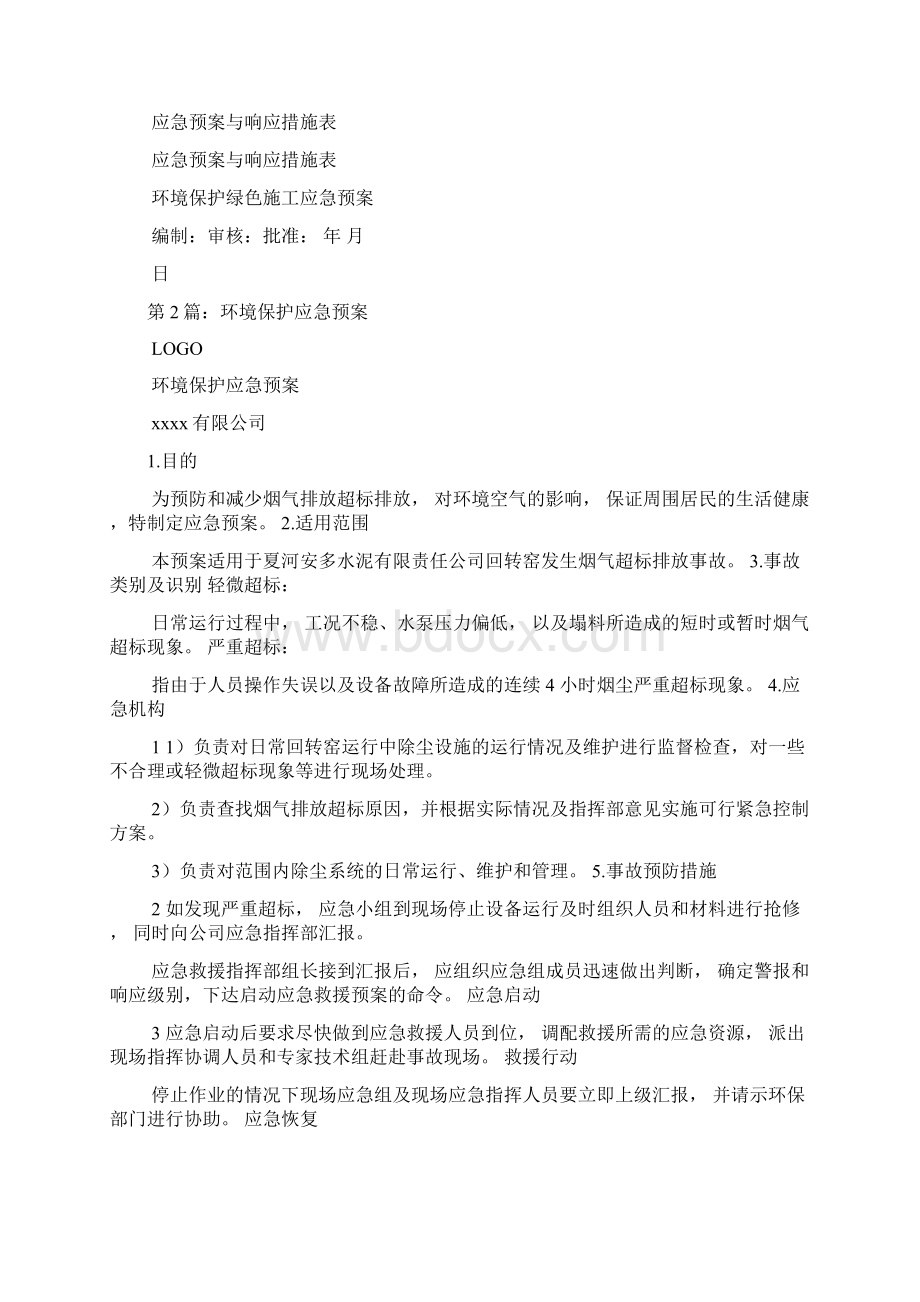 环境保护应急预案多篇Word下载.docx_第2页