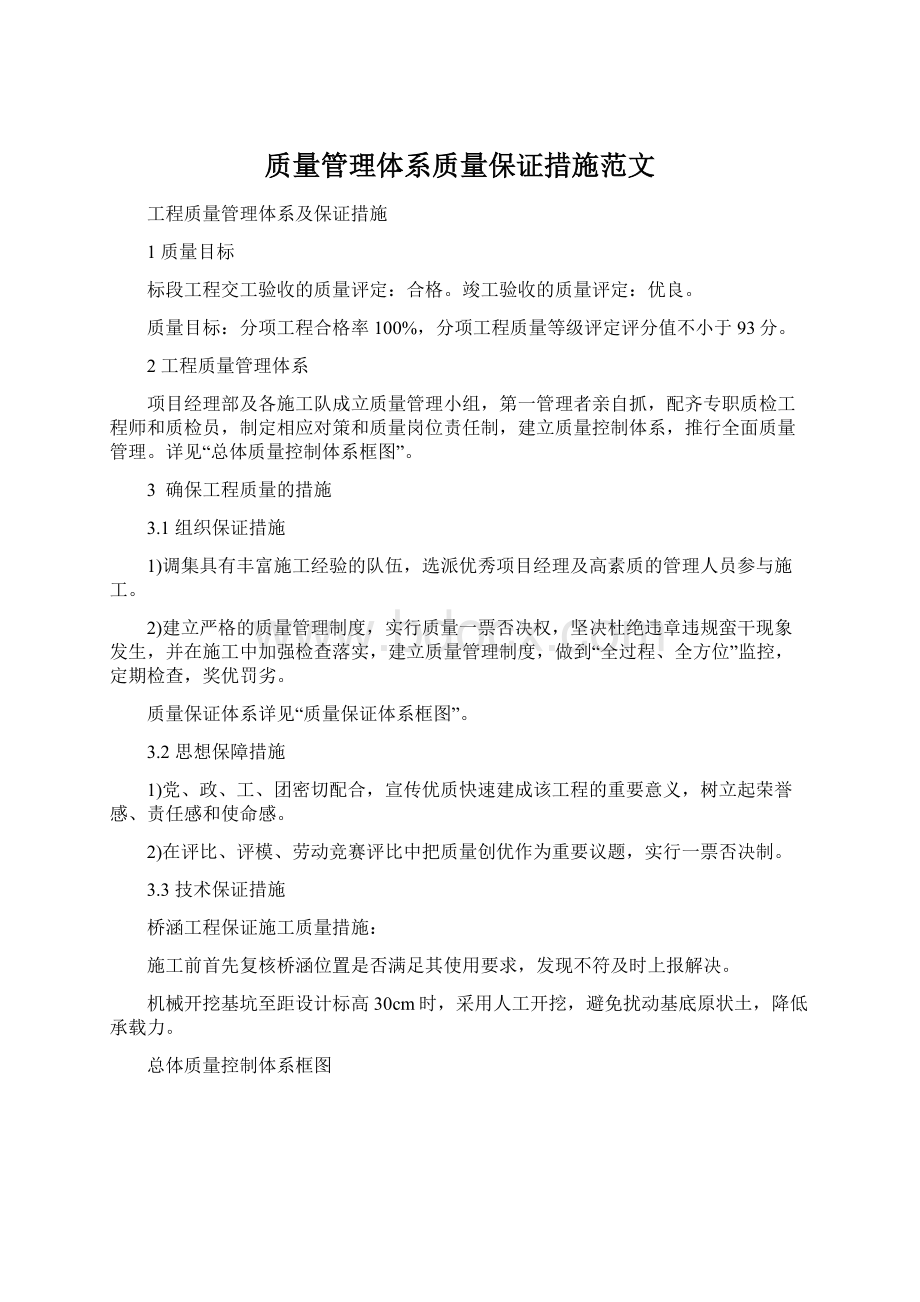 质量管理体系质量保证措施范文.docx_第1页