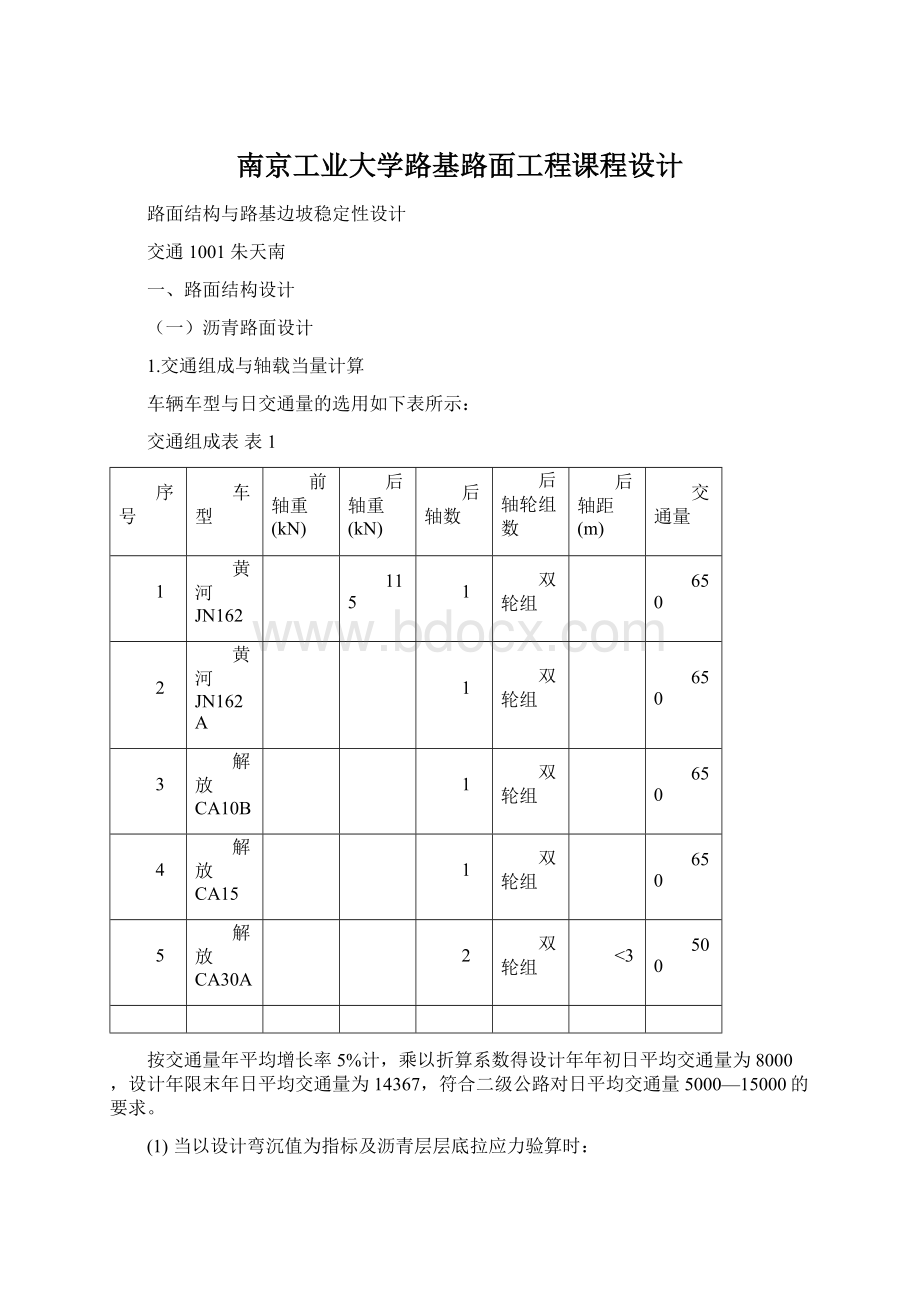 南京工业大学路基路面工程课程设计Word文档格式.docx