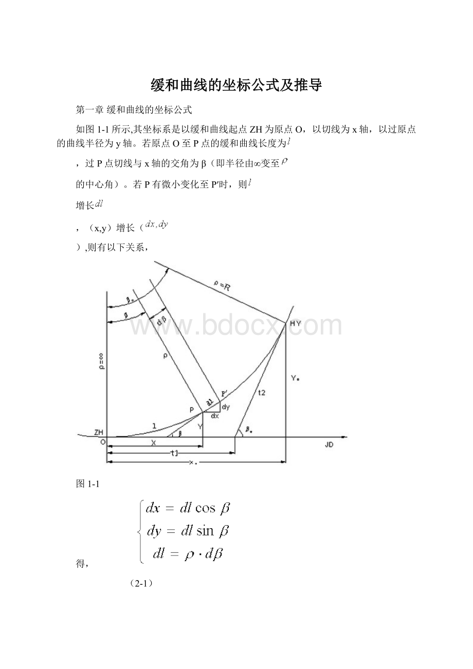 缓和曲线的坐标公式及推导.docx