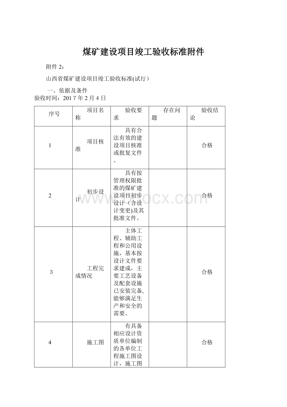 煤矿建设项目竣工验收标准附件.docx_第1页